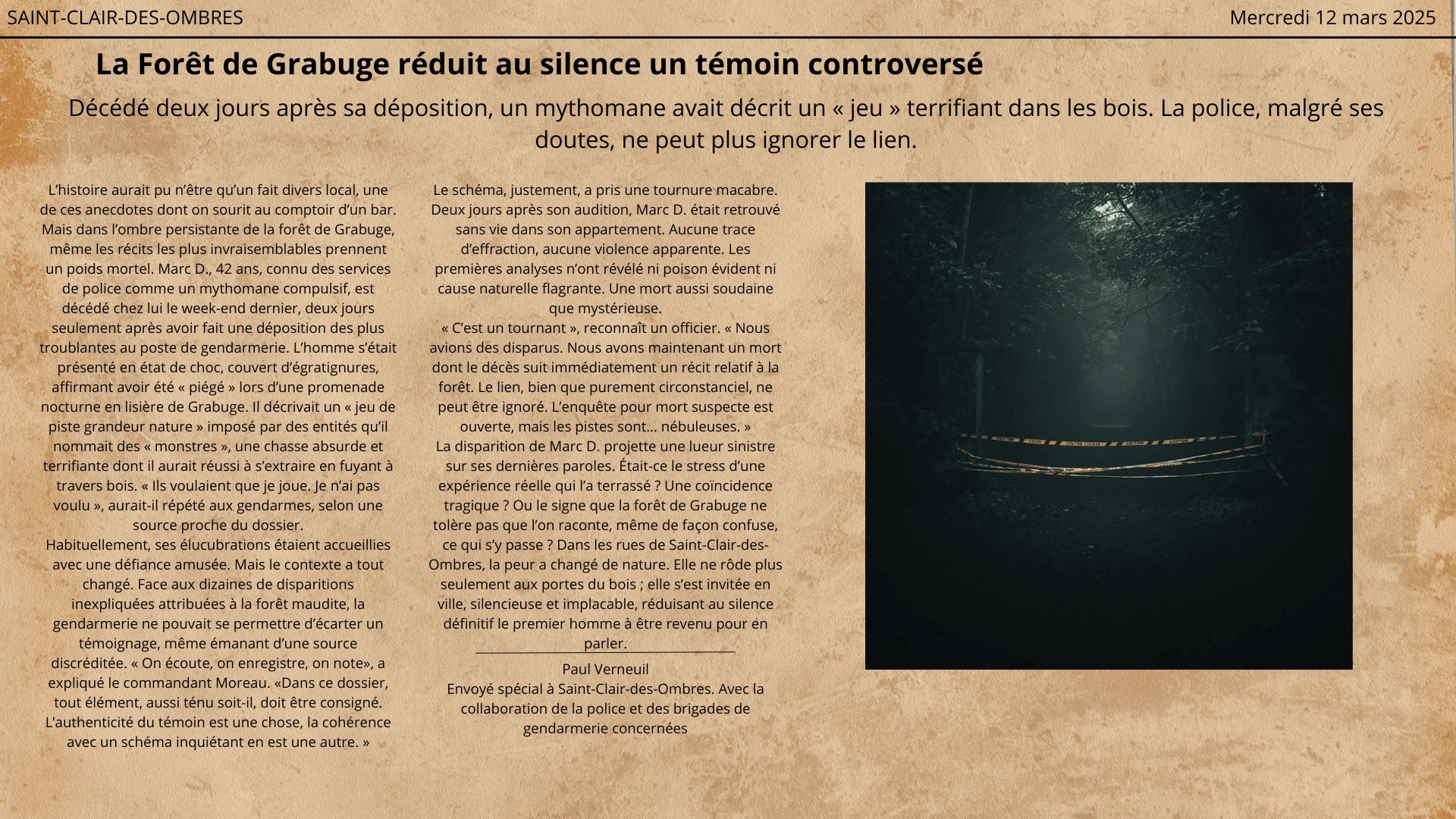 Pièce à conviction 6 - Photographie de la forêt